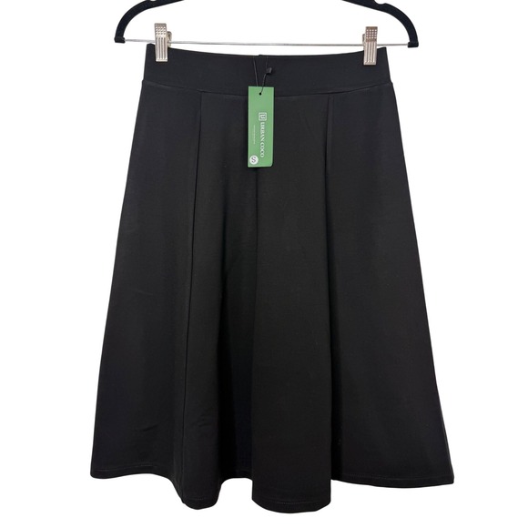 Urban Coco Dresses & Skirts - Urban Coco Black A-Line Midi Skirt Women Small Elastic Waist Viscose Blend NWT